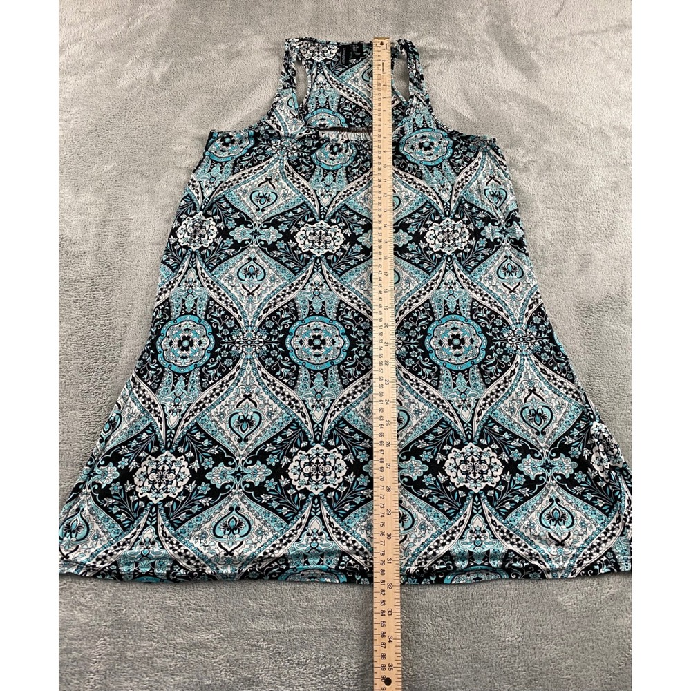 Cynthia Rowley Womens Blue Black Medallion Paisley Racerback Mini Dress Tunic S - Picture 6 of 9